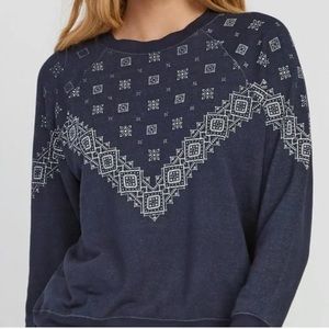 RVCA Navy Blue Defrost Bandana Print Pullover Crewneck Sweatshirt Size Small